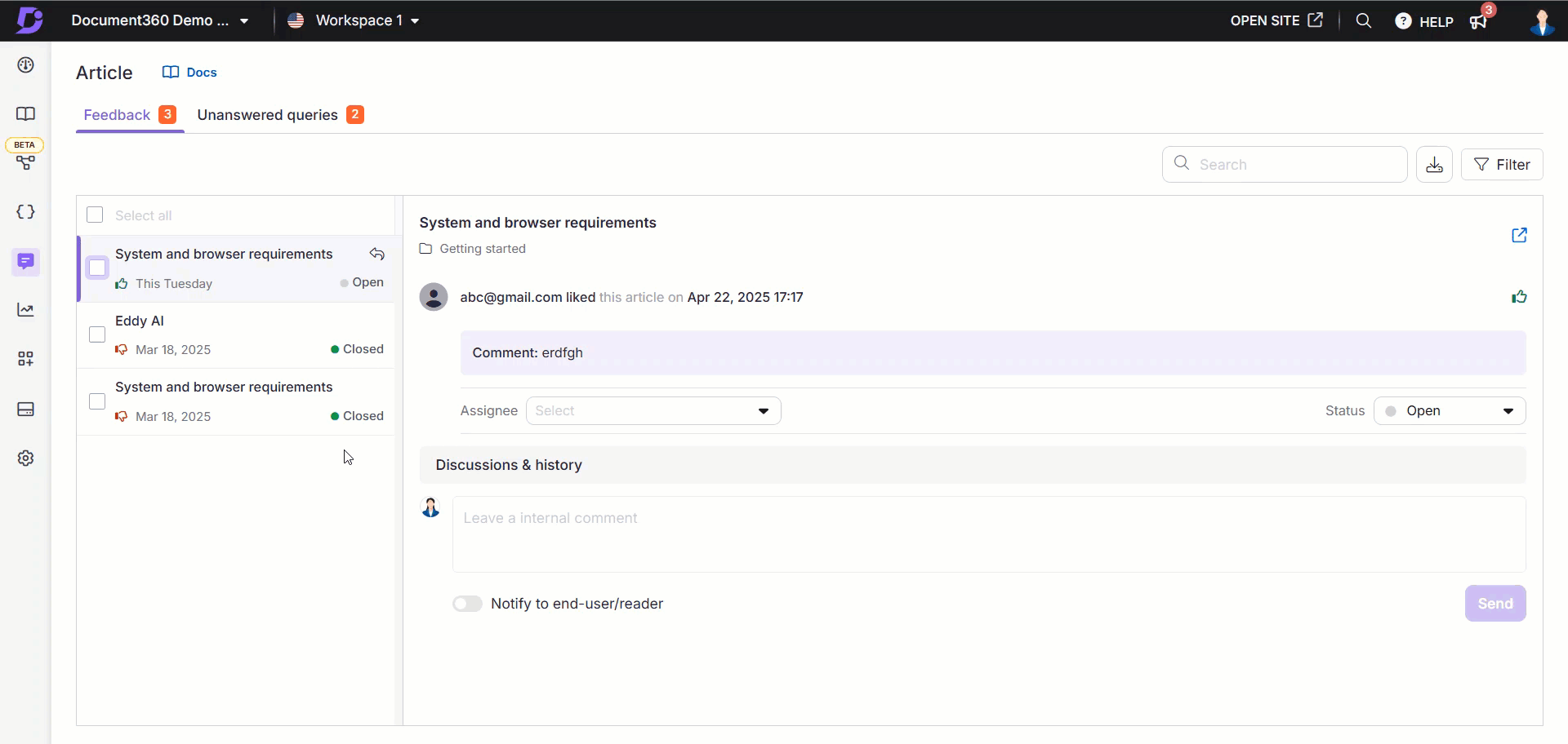 To perform feedback management