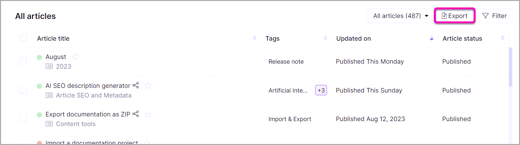5_Screenshot-All_articles-Bulk_operations_Export_option