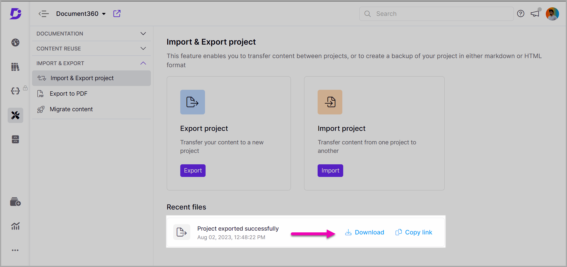 5_Screenshot-Import_and_Export_projects-Download_the_exported_file