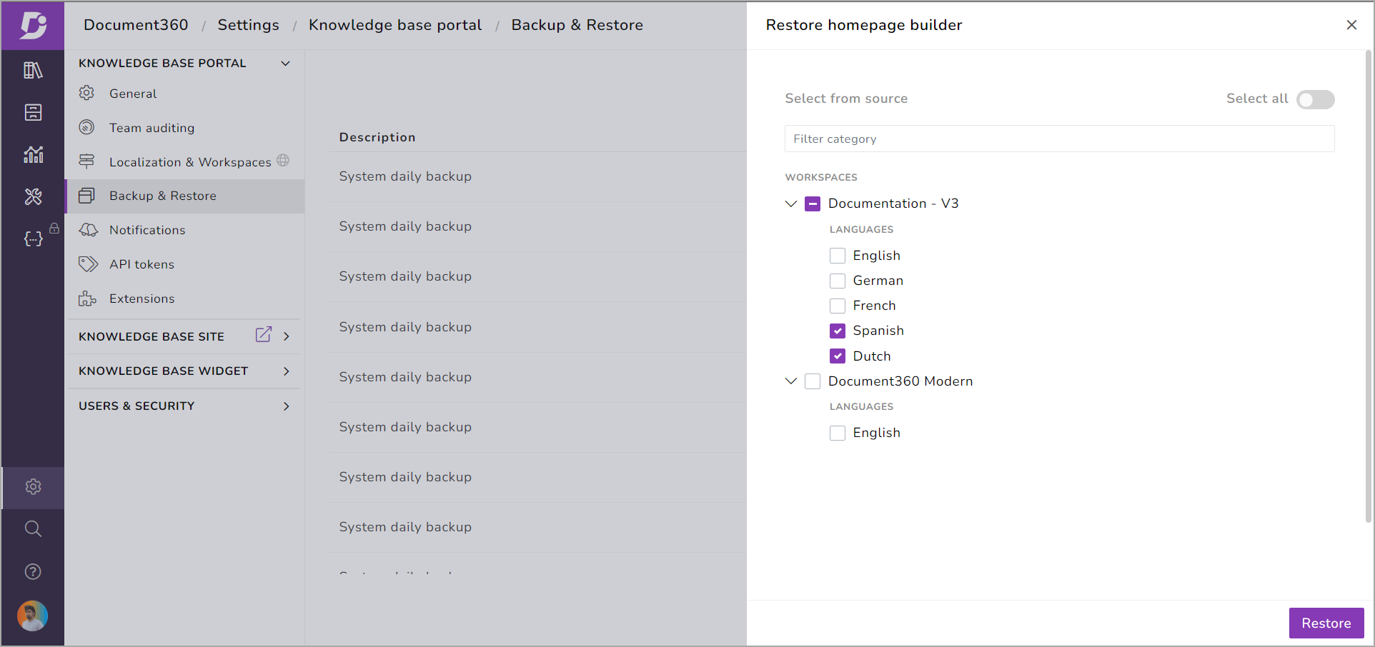 5_Screenshot-Restore_backup_options_Homepage