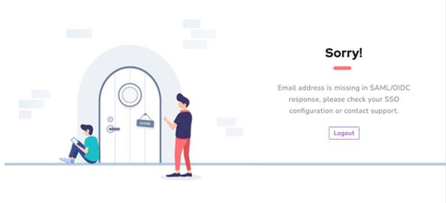 User receives an error message about missing email address for SSO login.