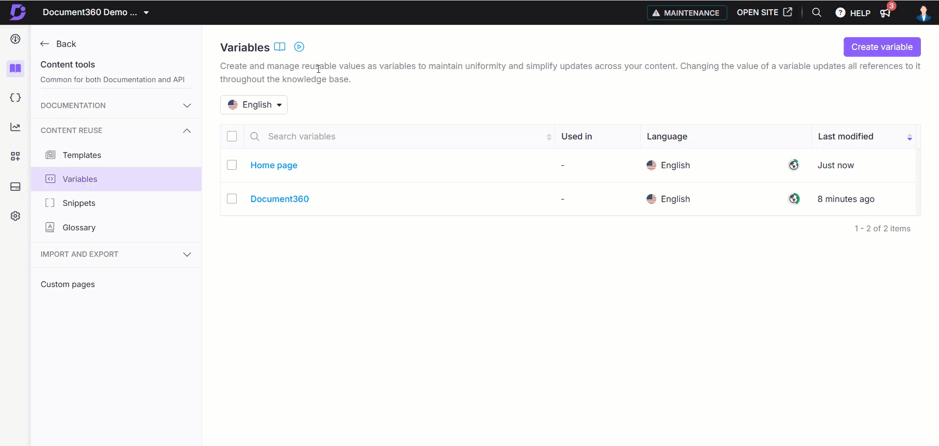 Translate existing variables