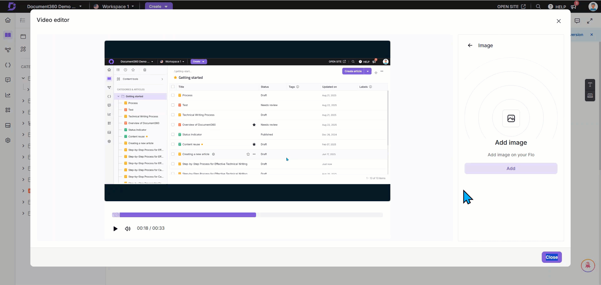 Adding an image in the Interactive demo