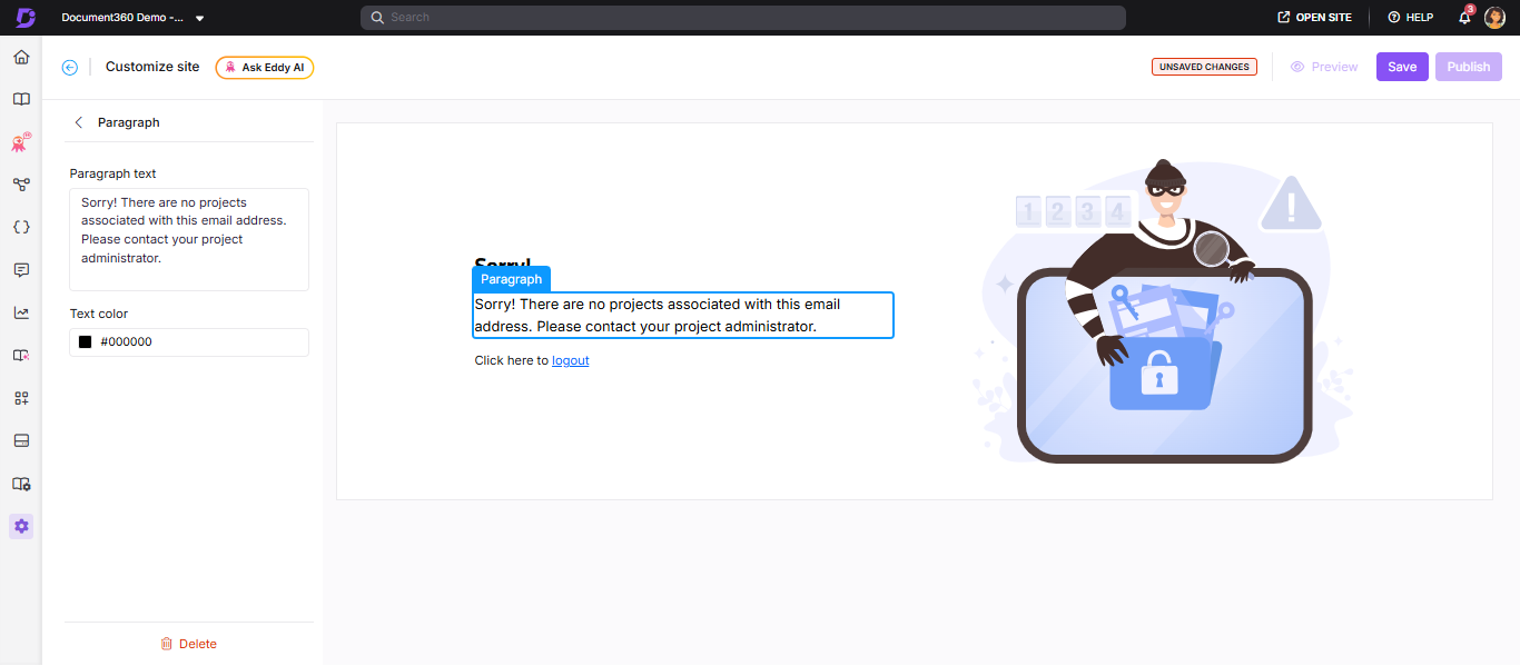 Access denied page paragraph panel