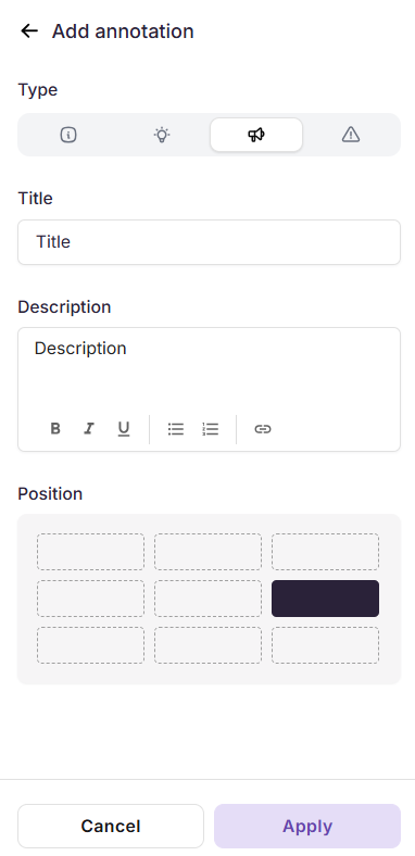 Add annotation panel in a Step by step guide