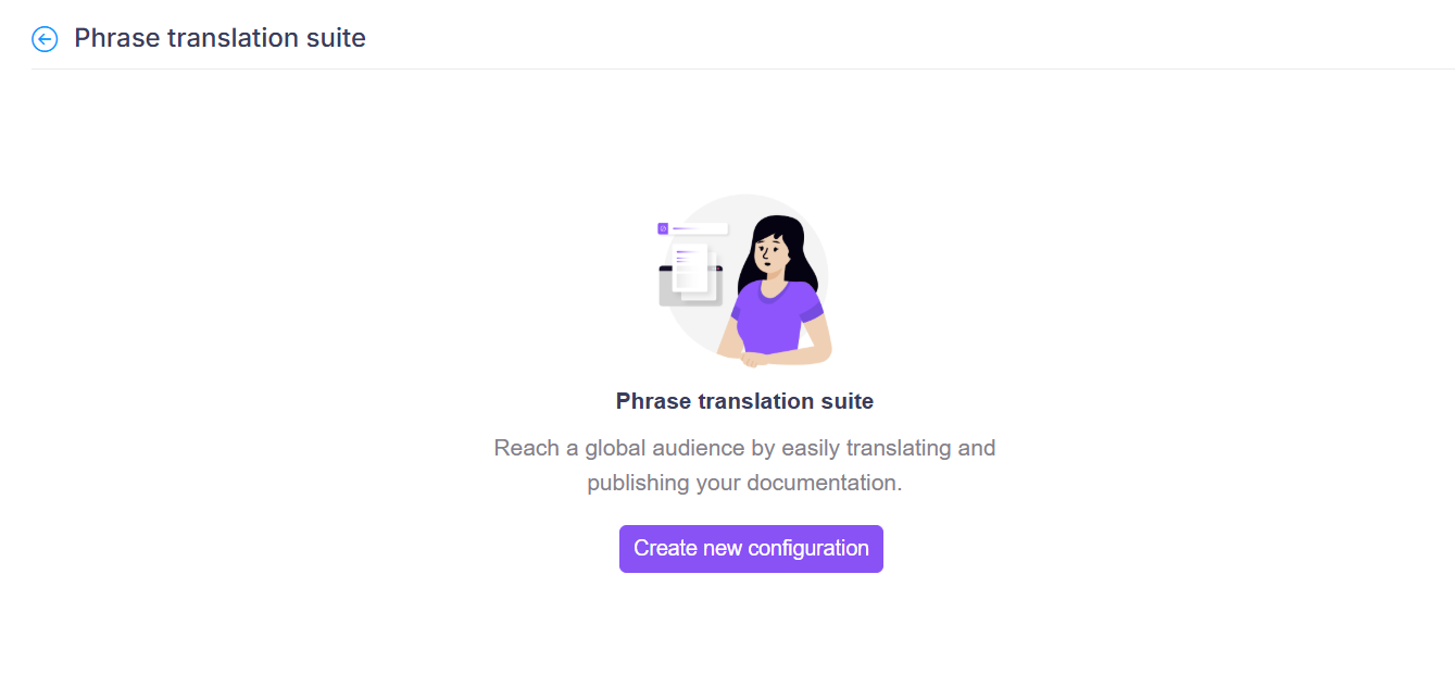 Overview of the Phrase translation suite with configuration options and documentation details.