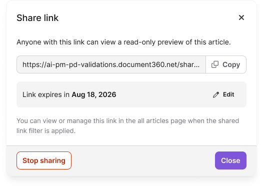 Share private link