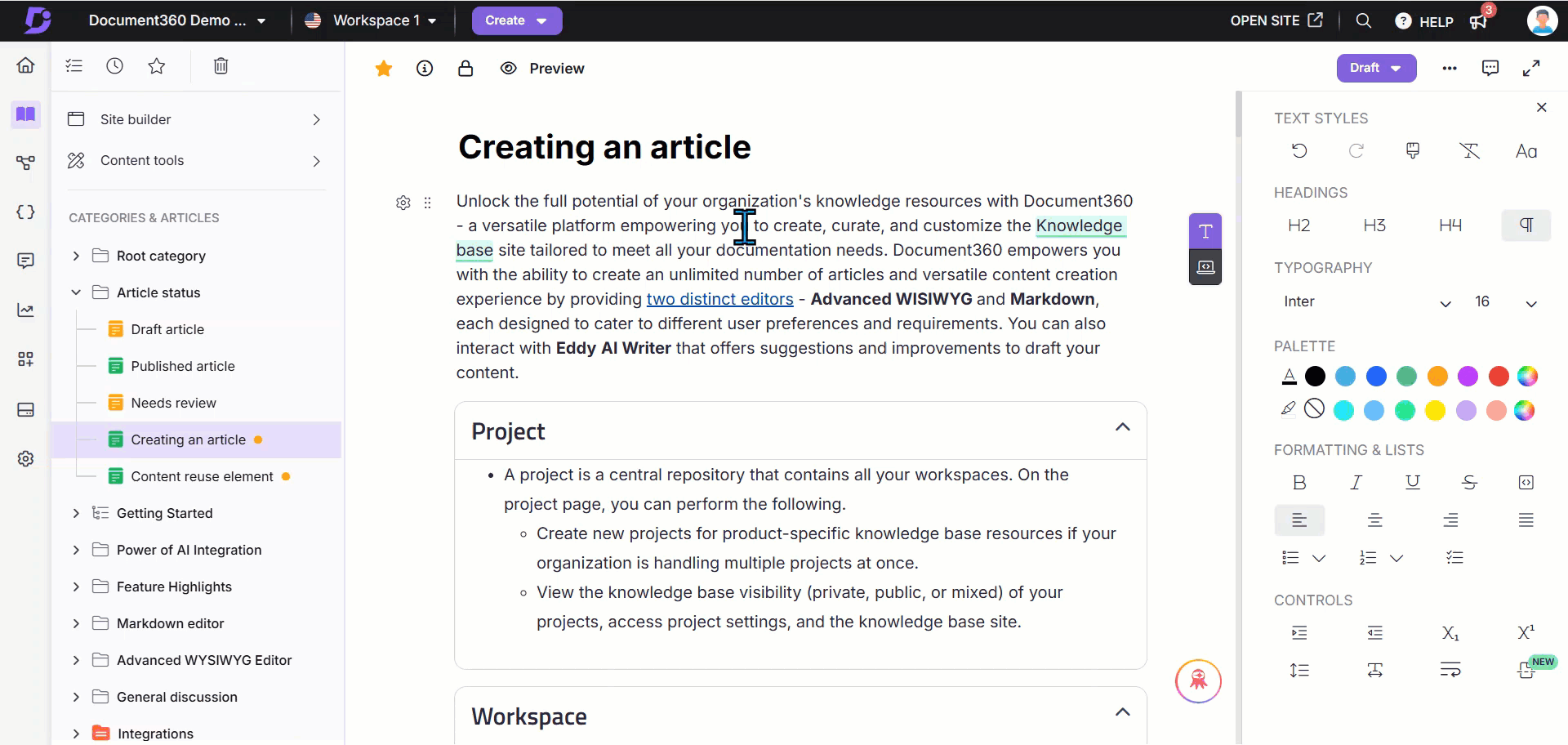 ScreenGIF shows how to change the URL slug of an article.