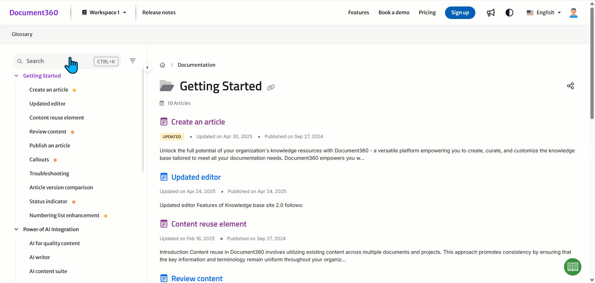 Search behaviour in the KB site with No search result feedback form toggled enabled
