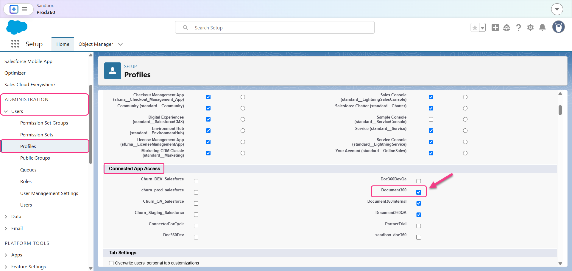 User profiles in Salesforce