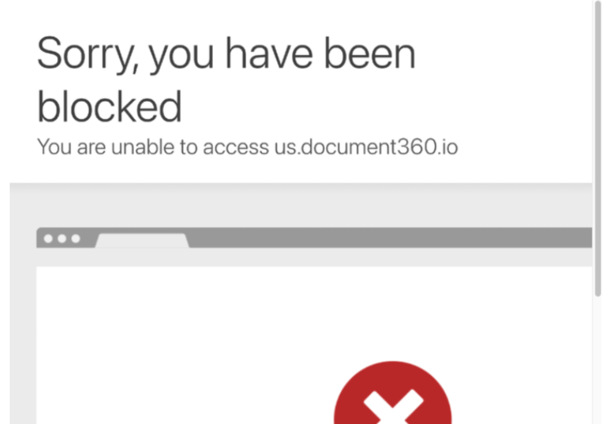 Access denied message indicating the user is blocked from the website.