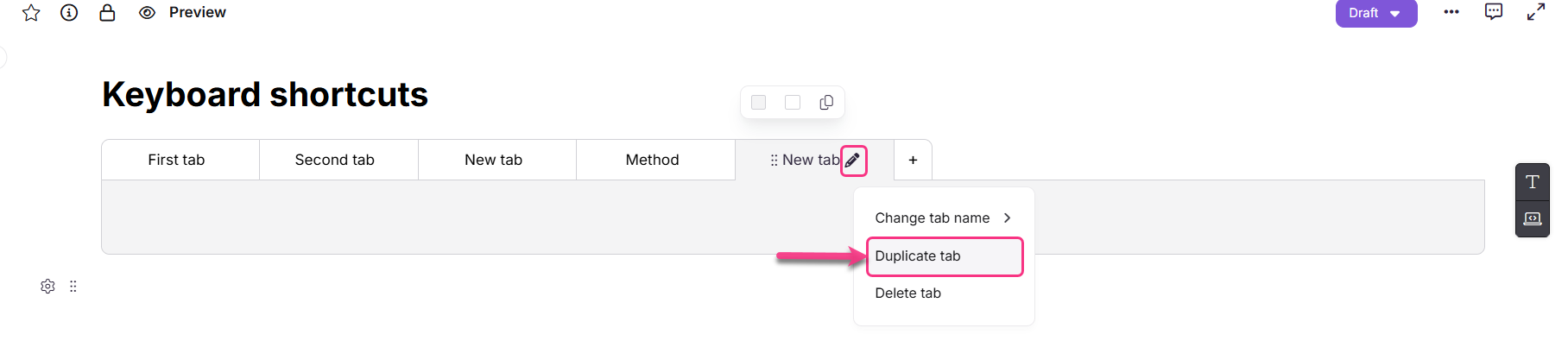 image showing Duplicate tab option