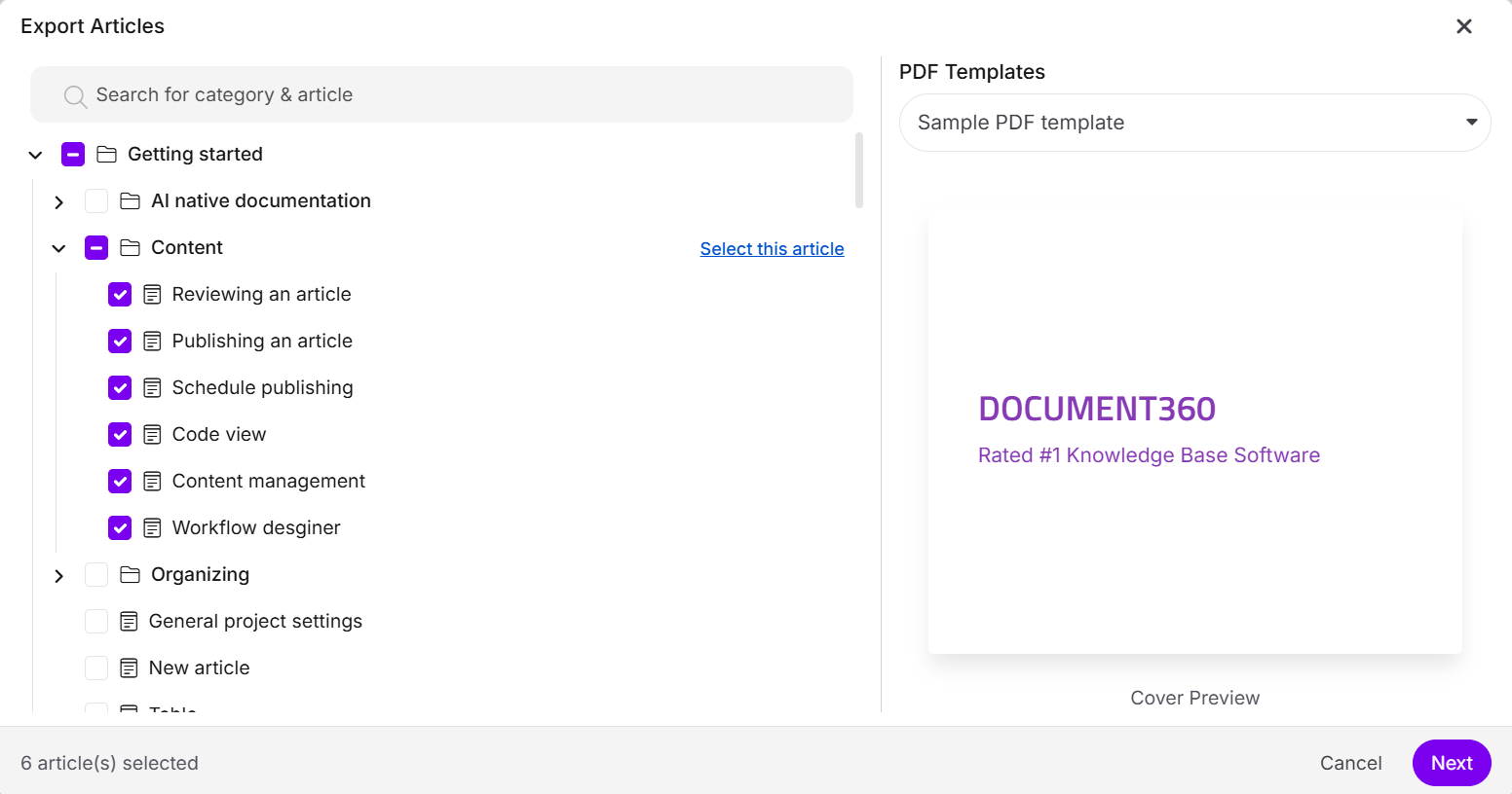 Export page category as PDF