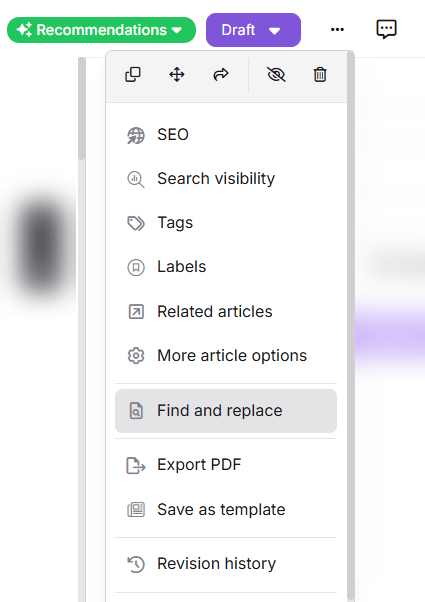 Find and replace tool in the Advanced WYSIWYG editor