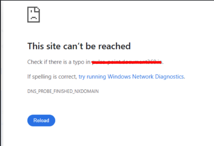 Error page displaying 