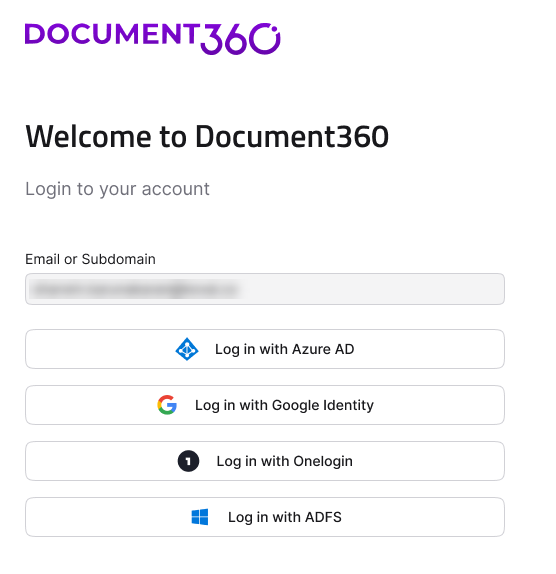 List of SSO sign-in methods to choose from.