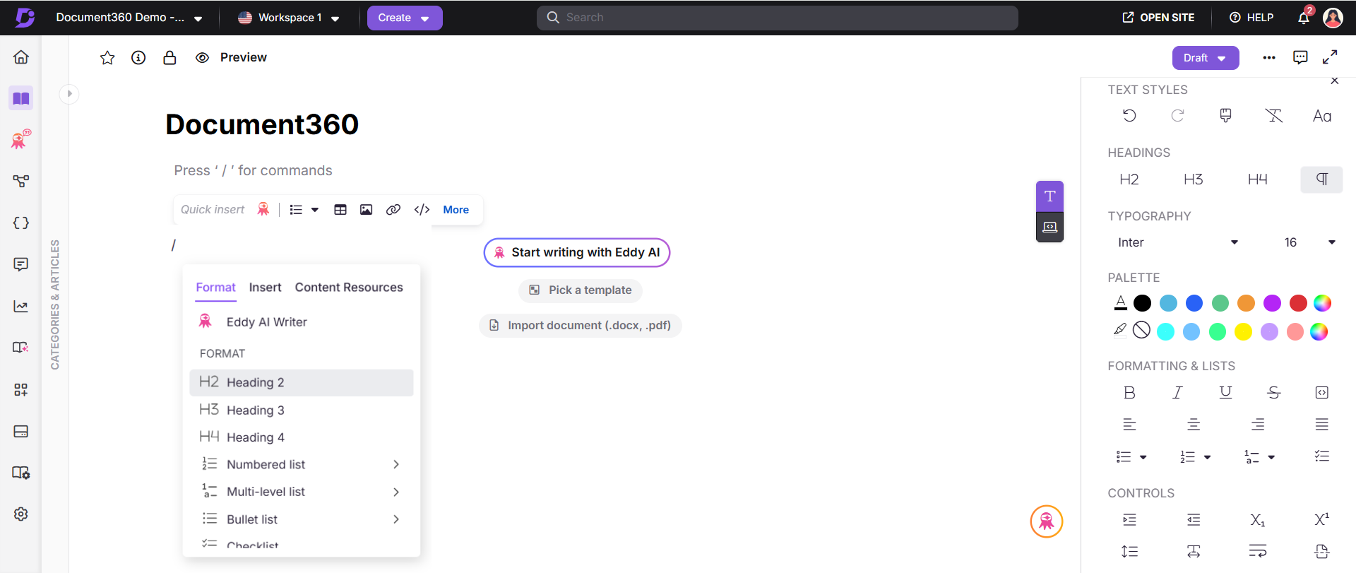 Advanced WYSIWYG editor