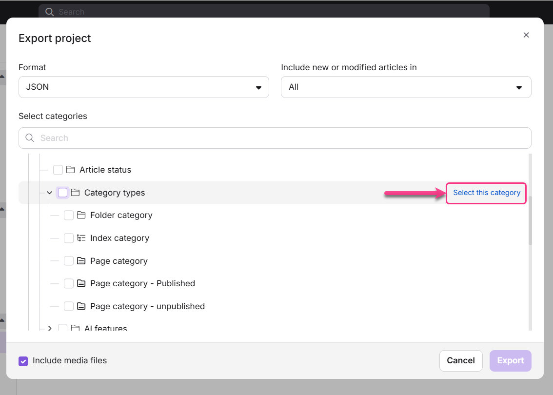 Export project as a ZIP file - JSON