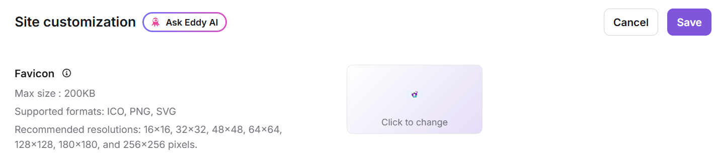 Document360 branding options including logo and favicon settings for customization.