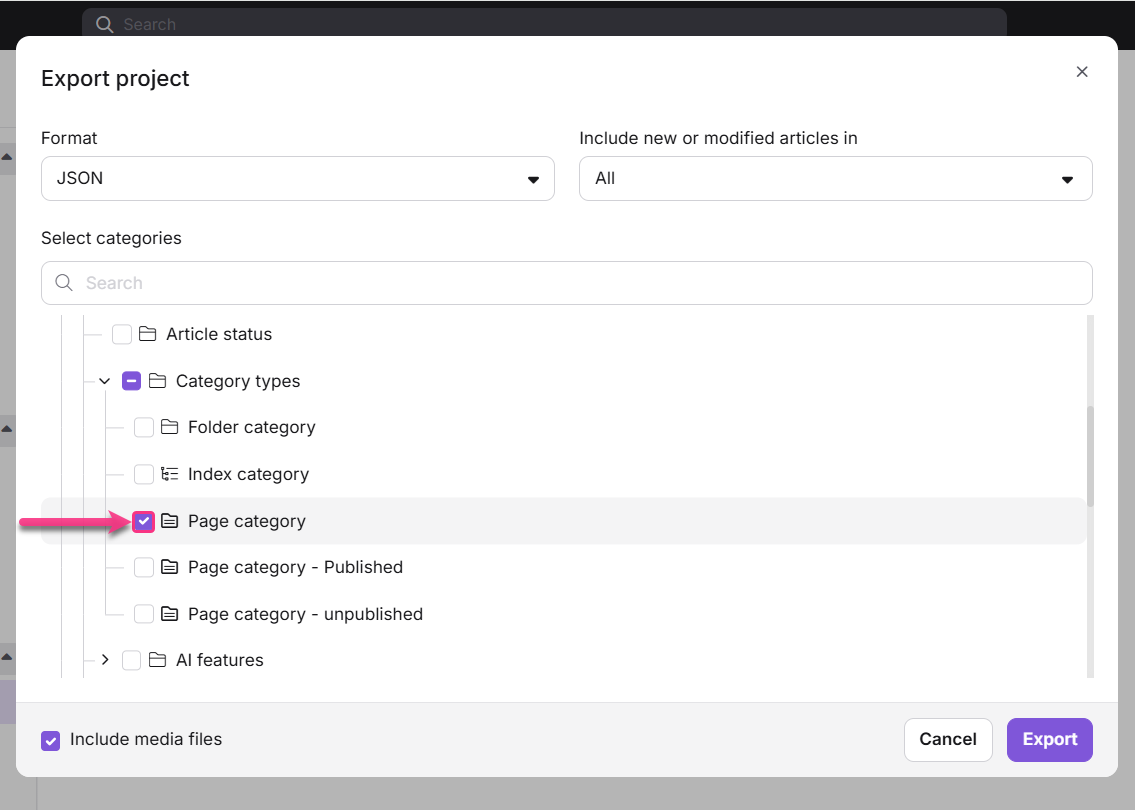 Export project as a ZIP file - JSON