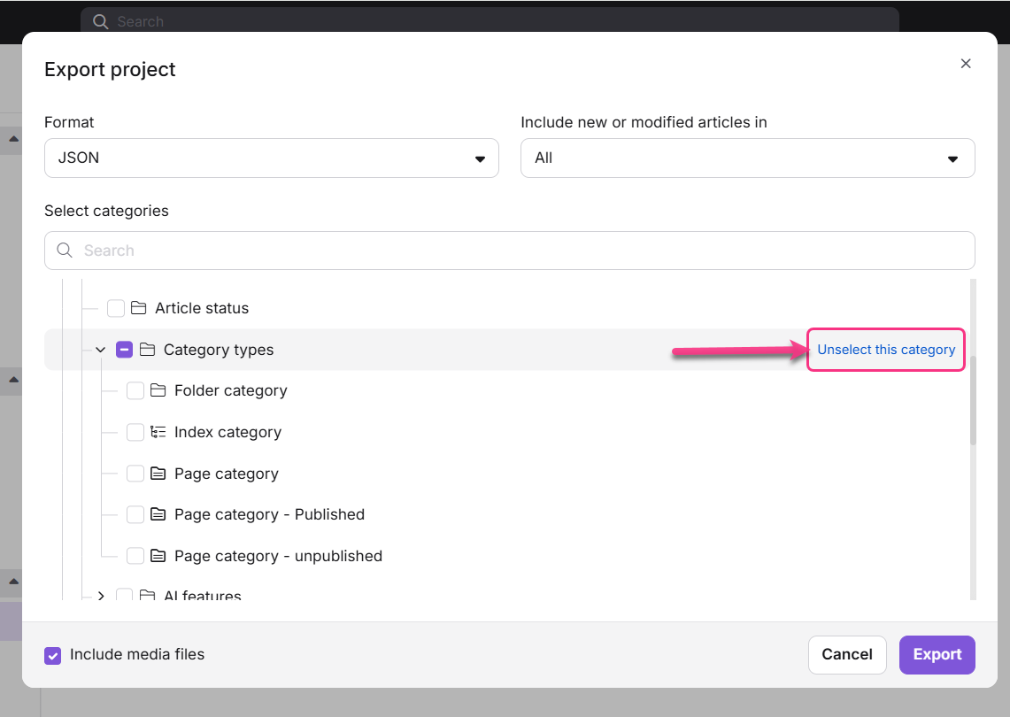 Export project as a ZIP file - JSON