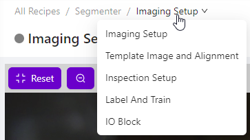 Segmeneter Recipe Editor Breadcrumb Menu