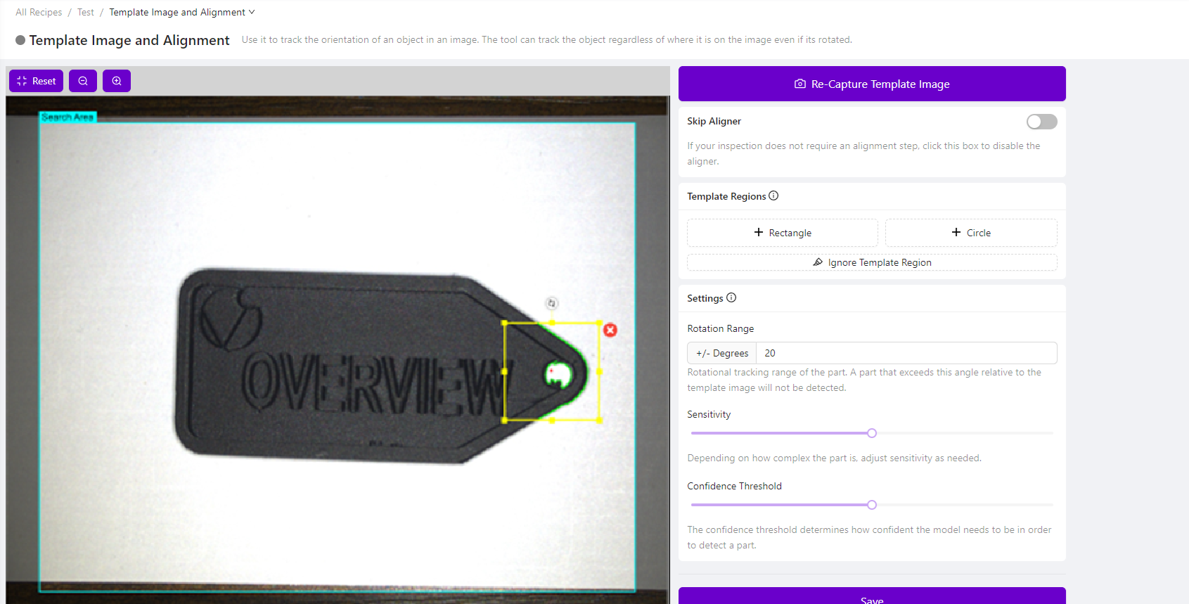 Template Image and Alignment - keychain