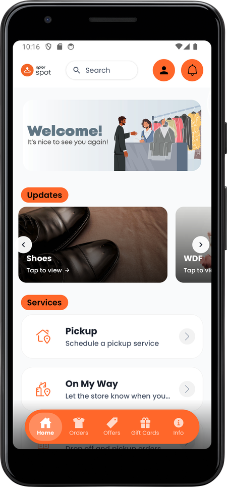 shoes update card shown in the app