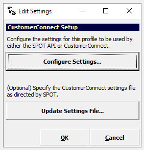 Edit Settings dialog with the Configure Settings button