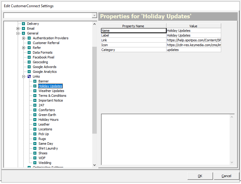 Update link properties for Holiday Updates