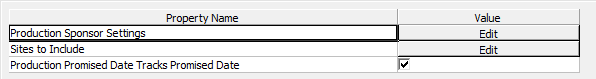 Store Production Settings properties