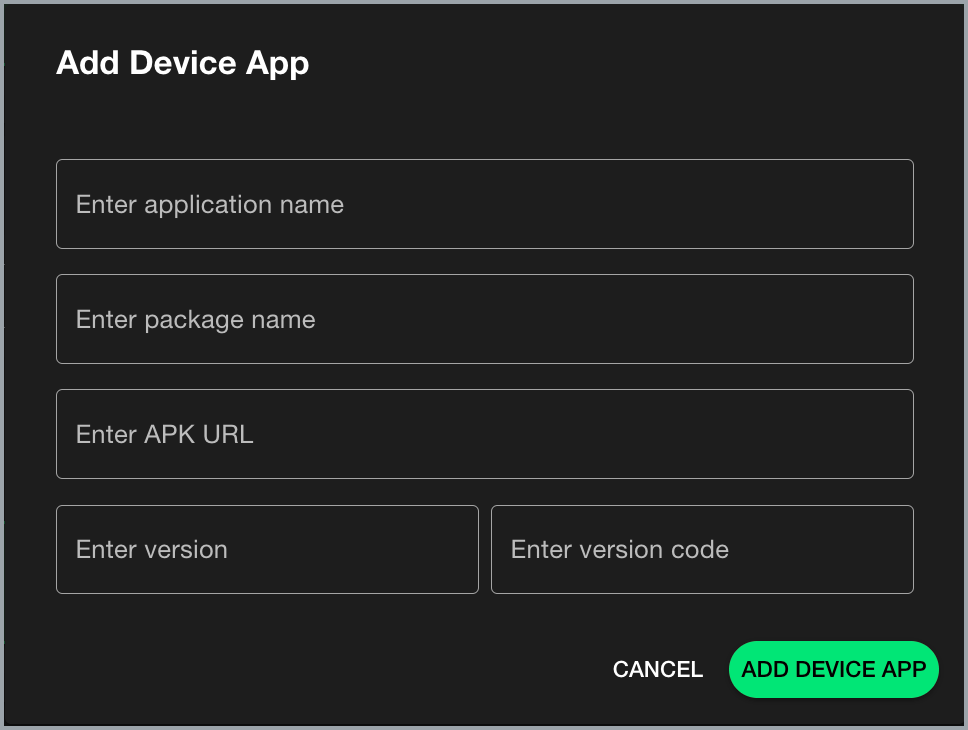 Add Device App window