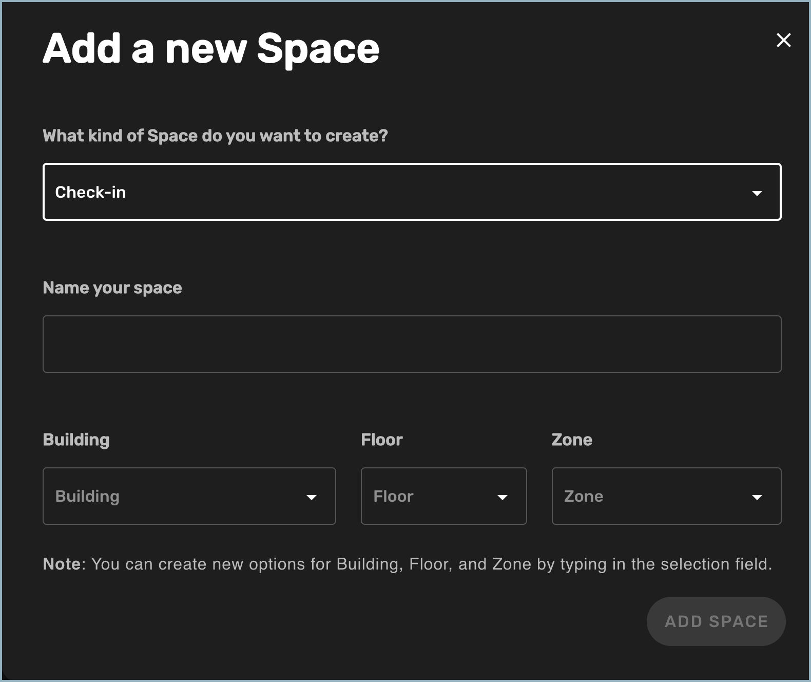 Adding check-in space