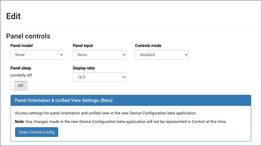 Edit Panel Orientation and Unified View Settings