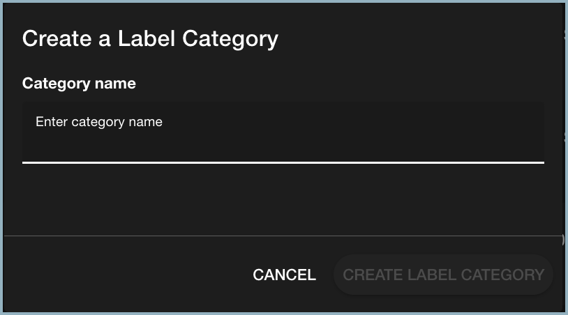 Create a Label Category window