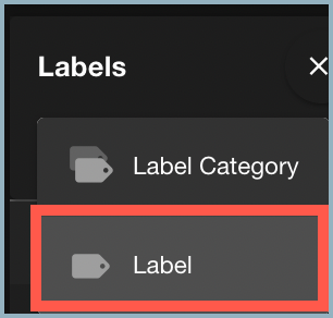 Create new label - Label option highlighted