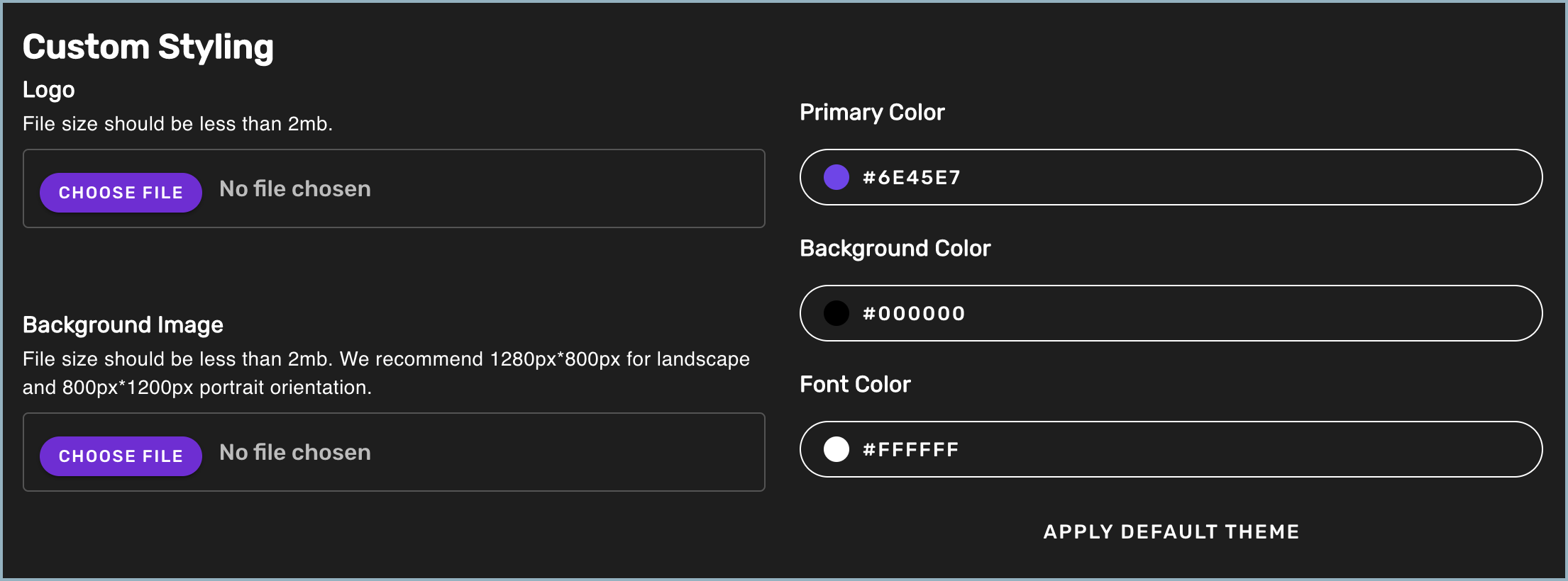 Settings window - Custom Styling window