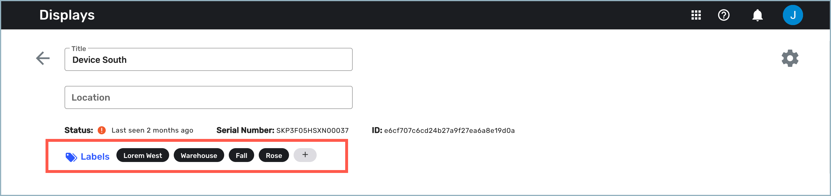 Displays window in Bam showing labels assigned in Control