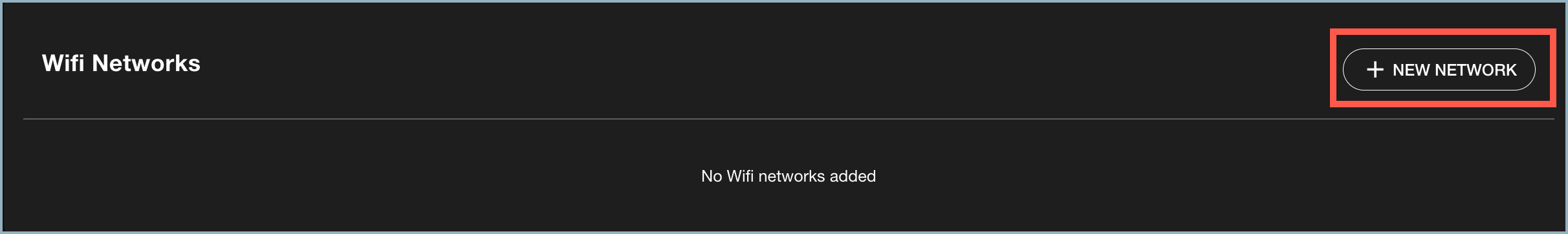 Network tab - Wifi Networks section