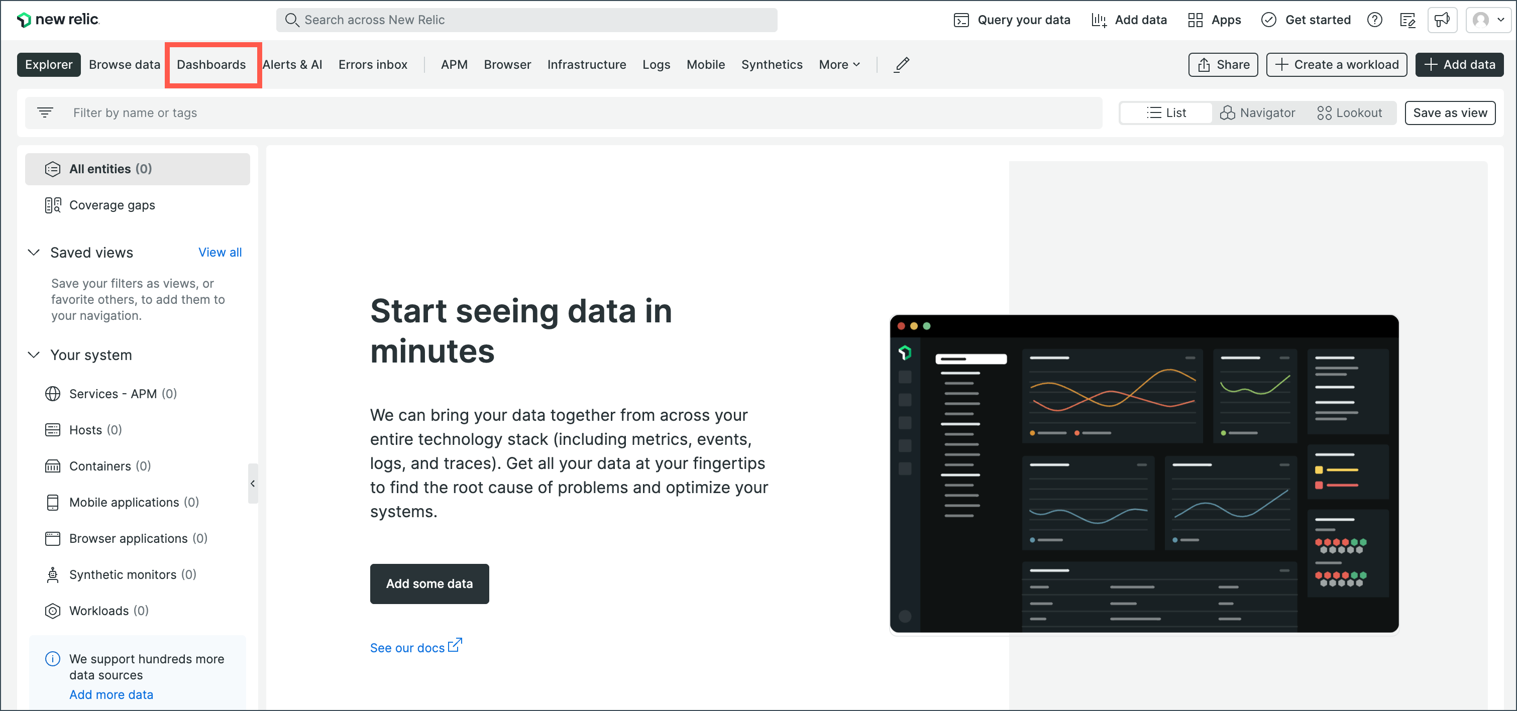 New Relic home page