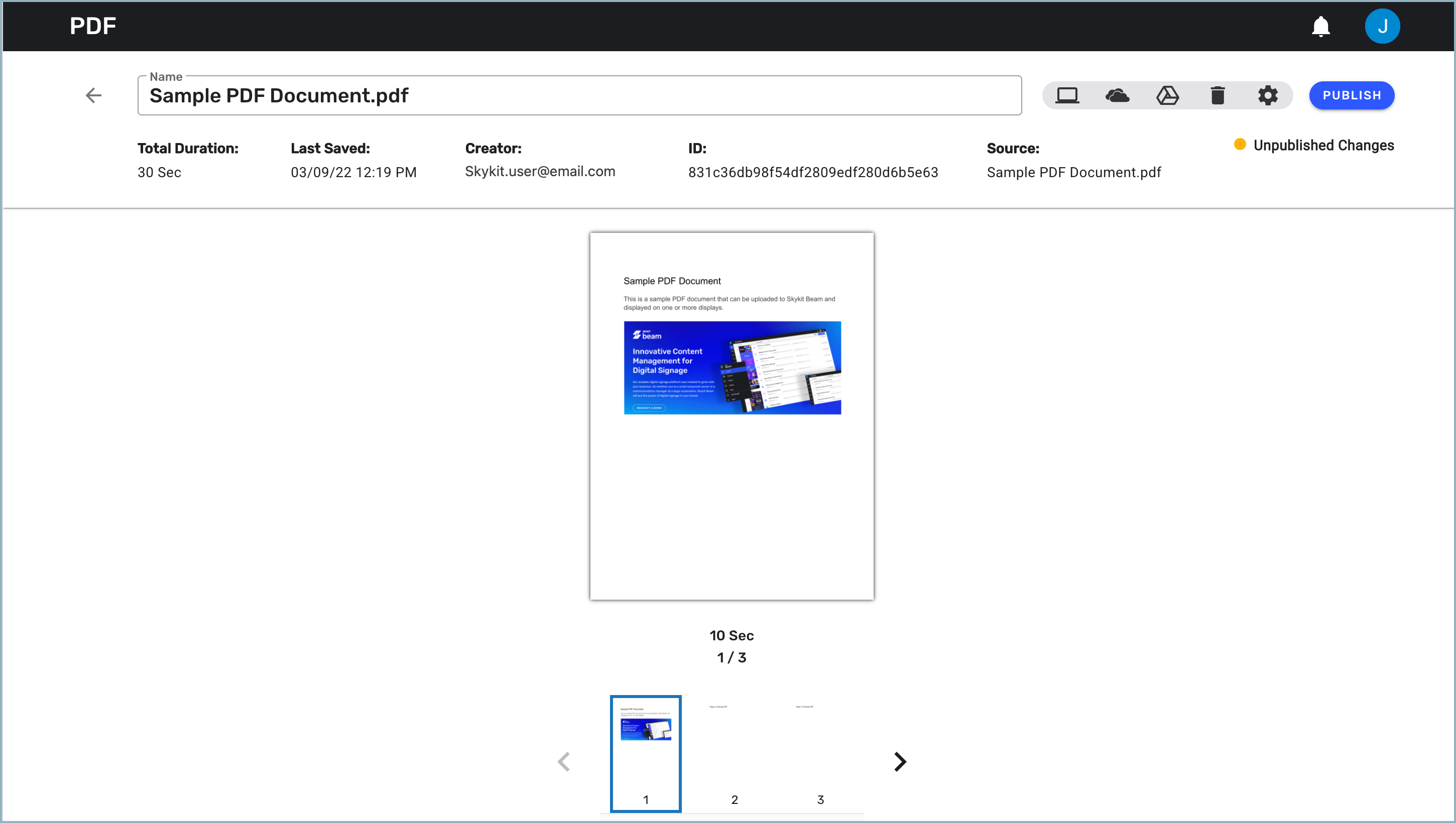 PDF content item manager