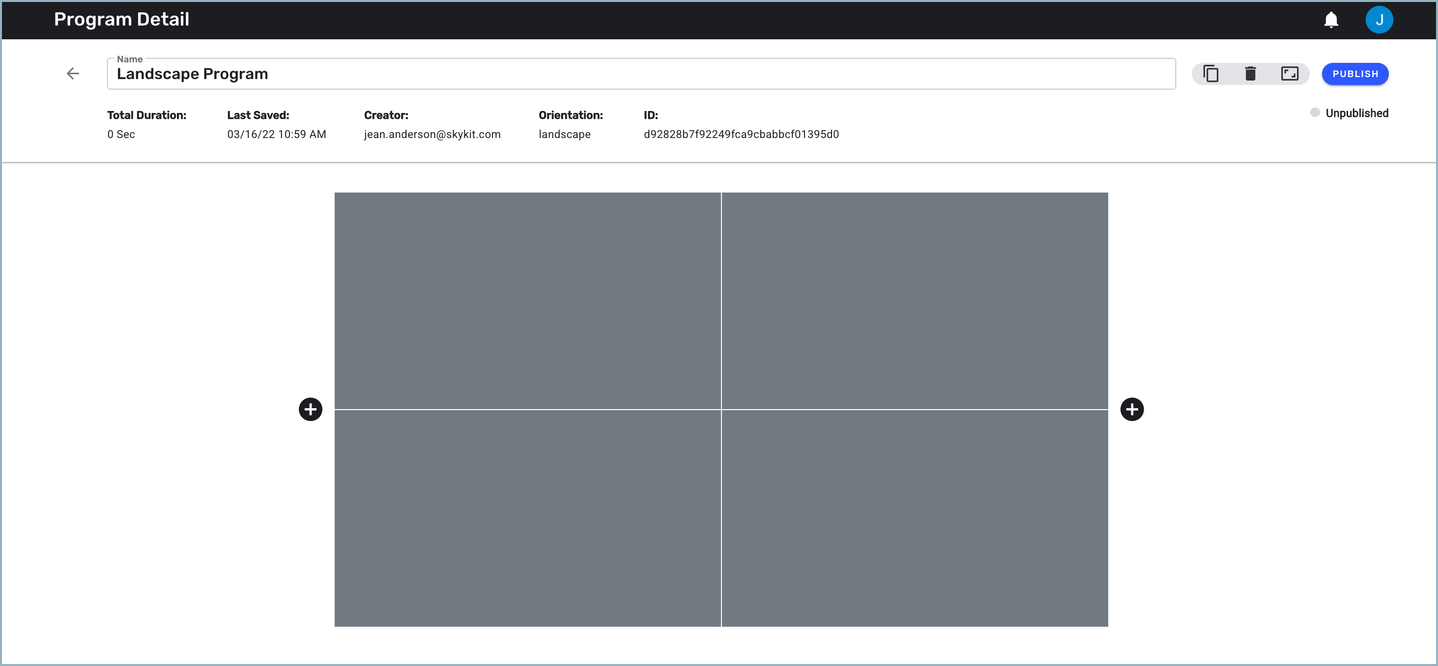 Program Detail content item manager