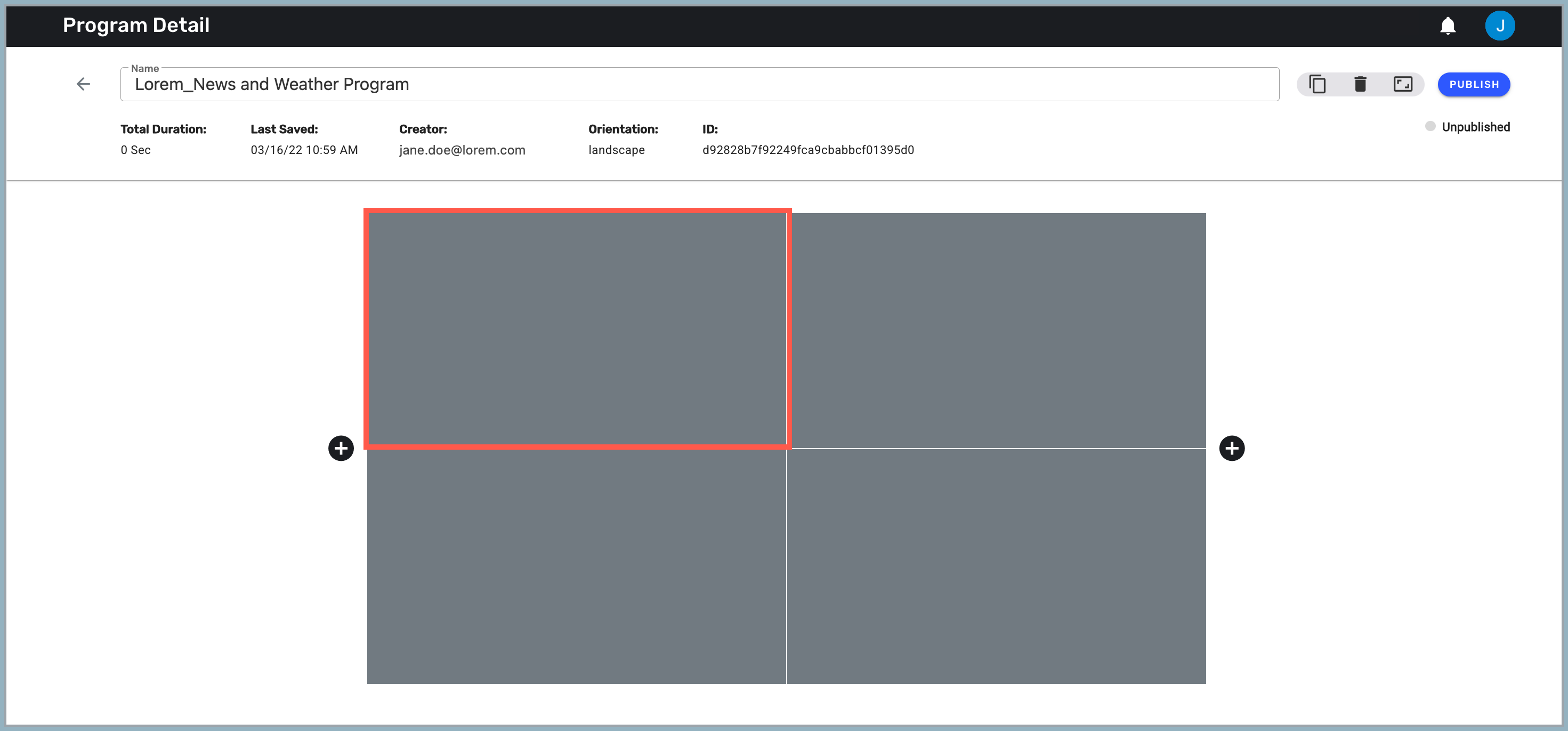 Program Detail window - top left pane highlighted