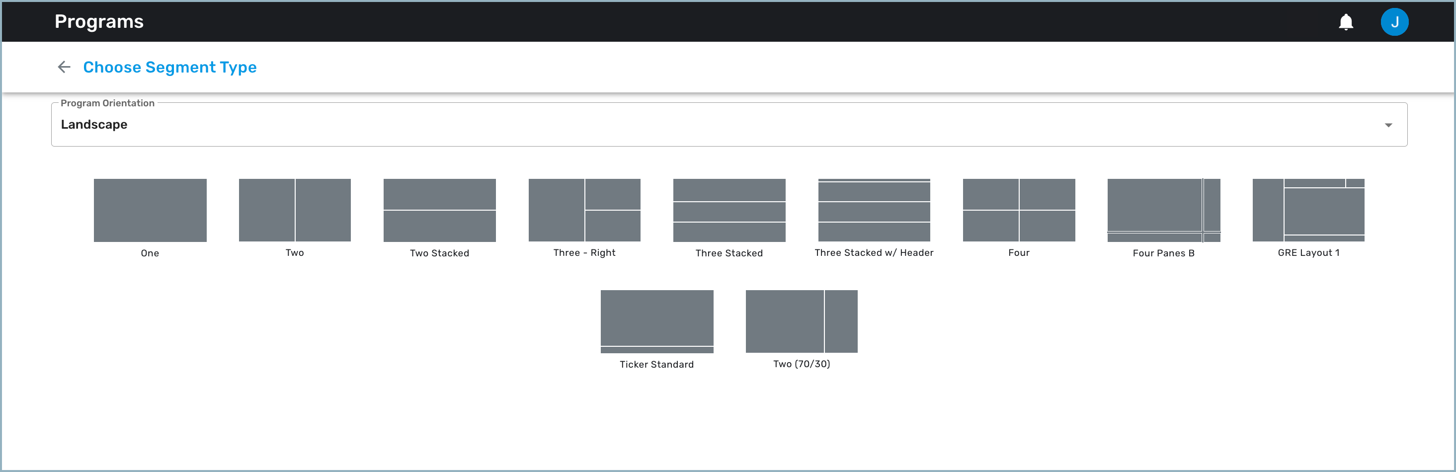 Programs - Choose Segment Type window