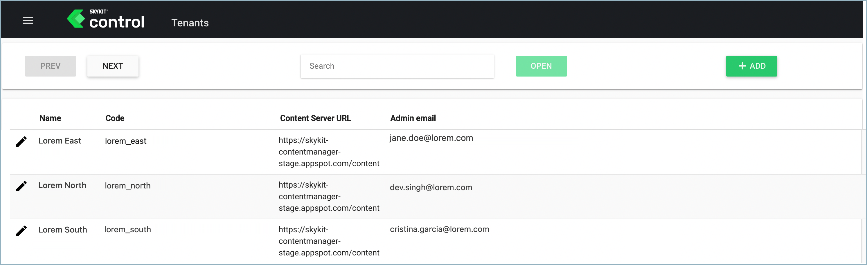 Admin Console - Tenants window, General tab