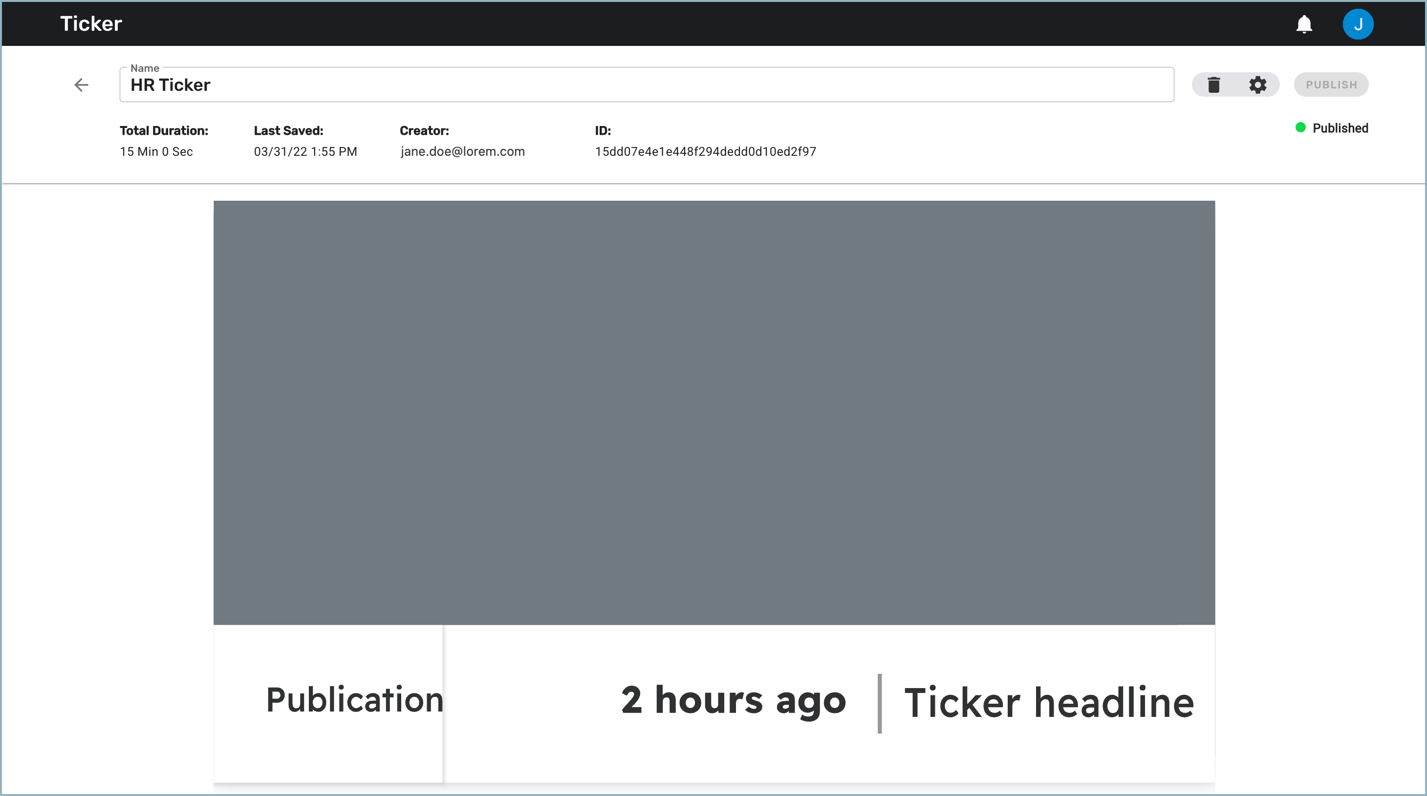 Ticker content manager window showing HR Ticker