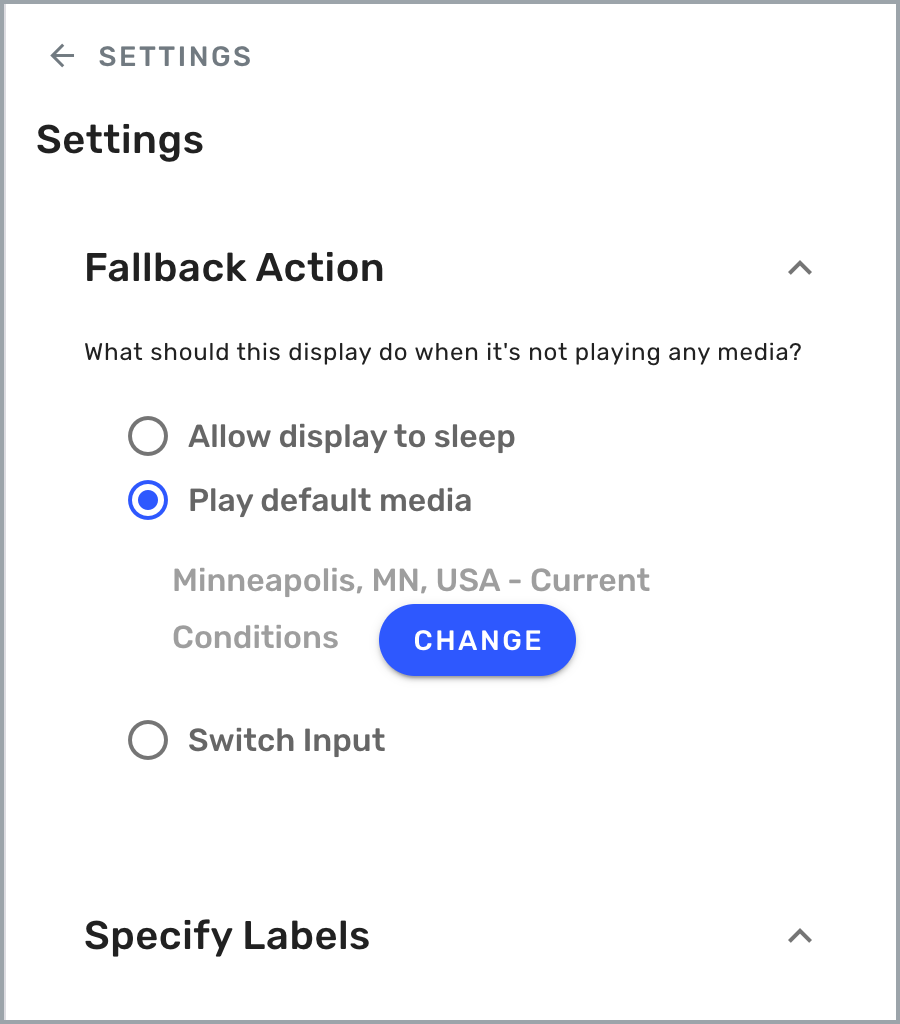 Displays Settings drawer