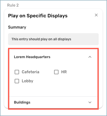 Play Rules drawer - label category expanded