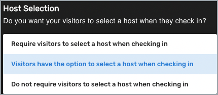 Host Selection drop-down list