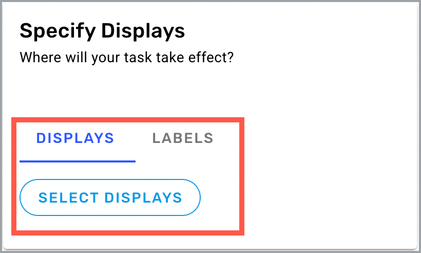 Tasks Settings Drawer - Displays tab highlighted